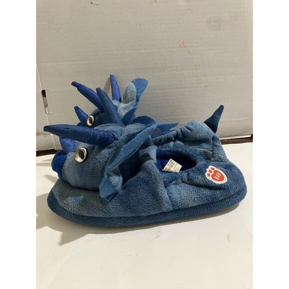 Build A Bear Kids Size XL 3-4 Blue Slip On Triceratops Dinosaur Slippers - Picture 2 of 7